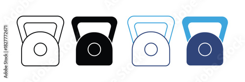 kettlebell icon set. weight, fitness, gym, exercise, strength, training, sport, equipment symbol. vector illustration