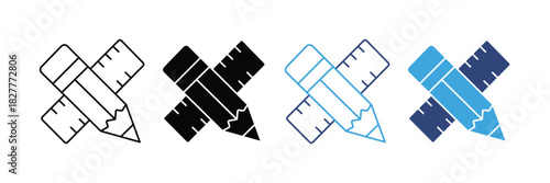 Design icon set. ruler with pencil icon set. vector illustration