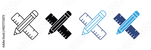 Design icon set. ruler with pencil icon set. vector illustration