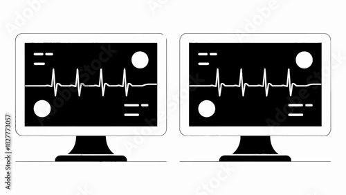 Heartbeat Monitors Displaying Vital Signs and Medical Technology advancements in intensive care unit monitoring for critical care patients