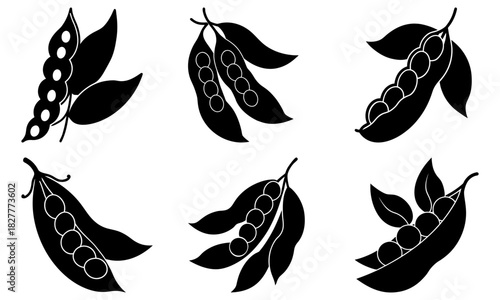 Elegant pea pod designs for your next project: A fresh and modern touch, perfect for food blogs, packaging, or nature-inspired designs in minimalist style