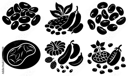 Nutritious beans and fresh vegetable harvest for healthy lifestyle cooking, showcasing natural plant proteins in a modern, scalable vector design