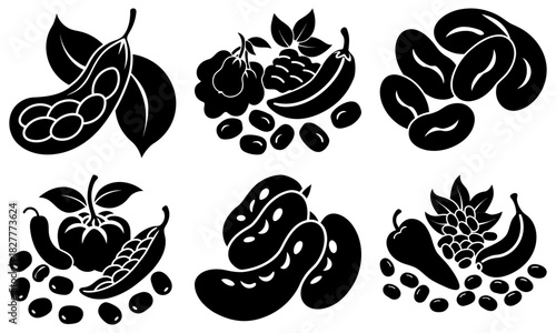 Variety of legumes and beans for healthy eating illustrations, nutritious vegan protein sources, culinary creativity and food design, originally vector