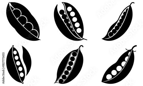Fresh peas vector art for healthy eating promotions, farm market designs, and vegetarian food blogs, ideal for natural product packaging and sustainable living visuals