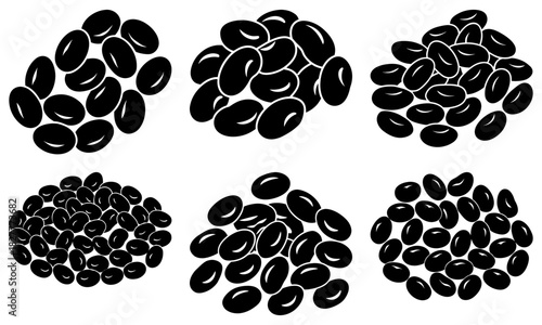 Black bean abundance for healthy eating and plant based protein sources, add visual texture to food designs, recipe illustrations, and dietary guides