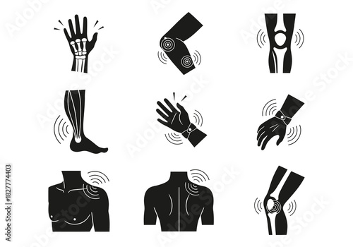 Set of icon for joint pain and body ache symptom