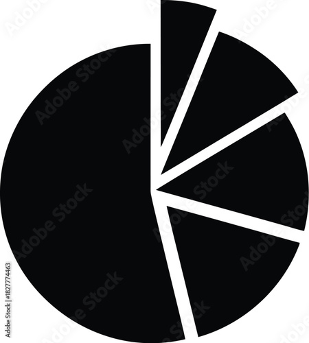 Black and icon representing a pie chart with several slices, some of which are slightly separated from the main circle