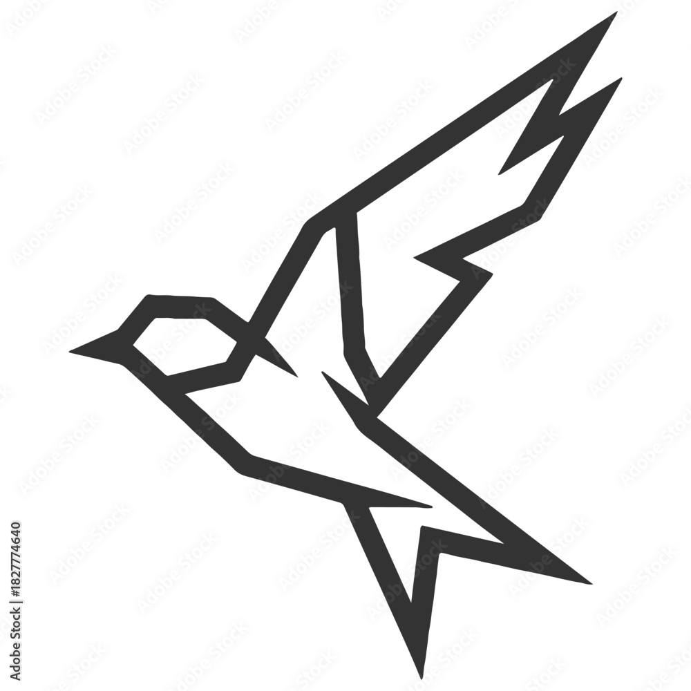Obraz premium Minimalist Geometric Bird in Flight Line Art