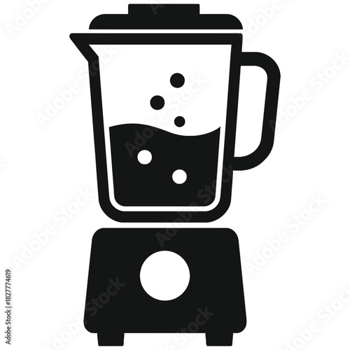 Blender kitchen appliance icon with jug, black electric mixing symbol