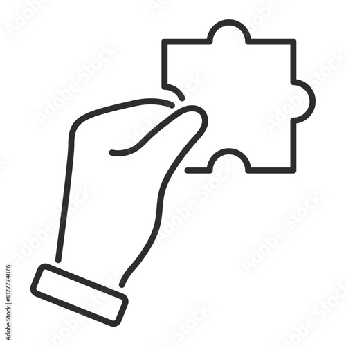 hand hold puzzle line web icon