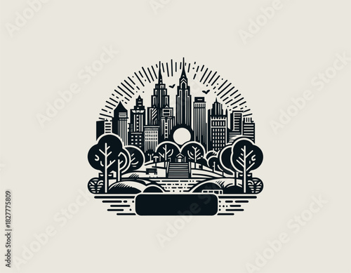City Park black vector logo illustration