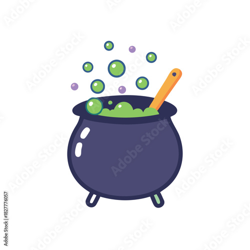 Bubbling Cauldron Vector Color Icon Illustration