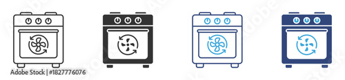 Convection Oven icon set, Air Circulation Cooking, Kitchen Appliance with Heat Fan System concept icon, vector illustration.