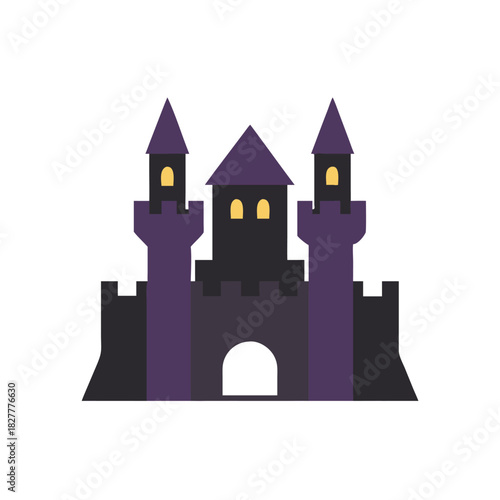 Dark Castle Vector Color Icon Illustration