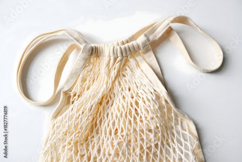 Beige Cotton Mesh Bag - Sustainable Shopping and Eco-Friendly Lifestyle