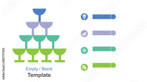 Champagne Tower Infographic Colorful Stacking Glass Design with Timeline Diagram Presentation Layout