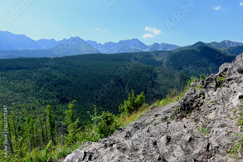 Spectacular views of the Tatra Mountains from the summit of Kopieniec Wielki (1,328 m above sea level). Tatra National Park, Zakopane, Poland.
