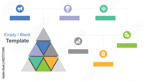Colorful Pyramid Diagram Blank Infographic with Icons for Presentation and Project Planning