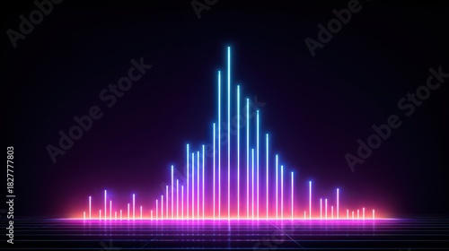 Abstract Neon Equalizer Representing Sound Waves in Dark Space