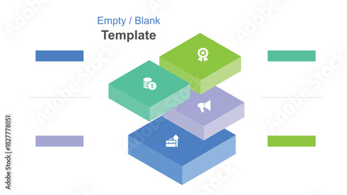 Isometric Business Concept Empty FourStep Infographic with Iconography and Space for Titles and Descriptions