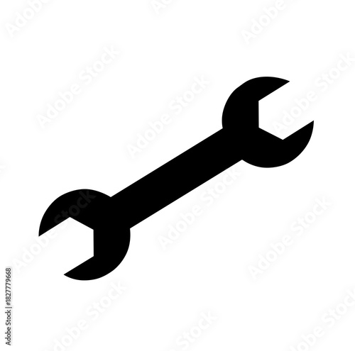 Wrench. Black drawing. Illustration isolated on white background