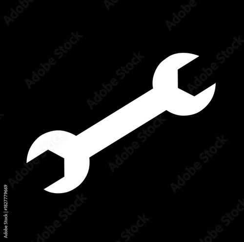 Wrench. Black drawing. Illustration isolated on black background	
