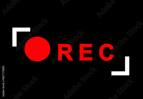 The REC recording button and the red dot icon, symbol of video and audio recording