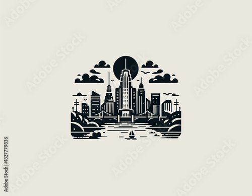 City Park black vector logo illustration