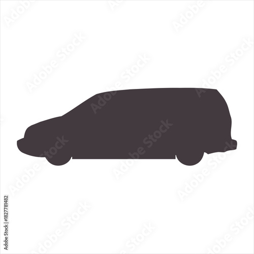 Silhouette illustration of a minivan, ideal for transport or family-related designs and concepts
