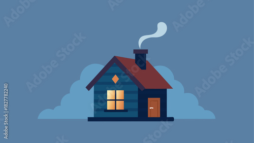 Illustration of a cozy house at twilight