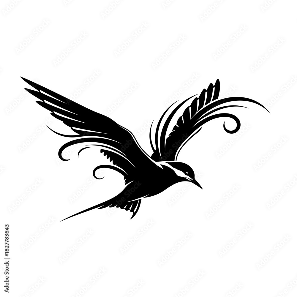 Fototapeta premium Arctic Tern Silhouette Integrated into Swirling Wind Patterns