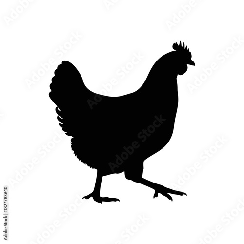 Commercially Viable Vector Silhouette of a Proudly Strutting Chicken