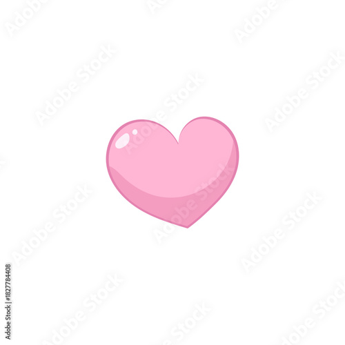 A Cute Pink Heart Icon with a Glossy Finish, Representing Love and Affection