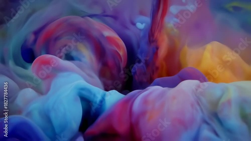 Vibrant Colorful Ink Swirling in Water Creating Abstract Patterns.