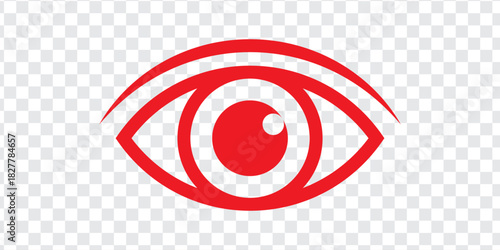 Eye sign illustration. Vector. Red icon on transparent background.