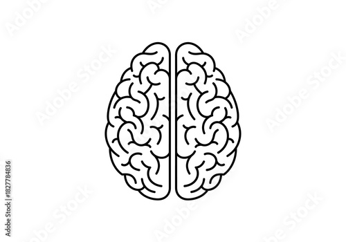 Brain Power Outline Icon Symbolizing Intellect, Thought, and Cognitive Function