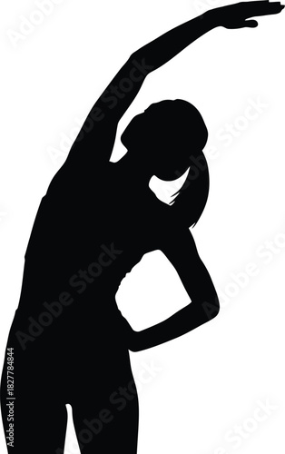 Silhouette of a person doing a side bend