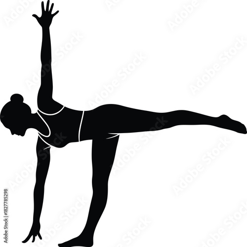 Silhouette of a woman in a half-moon yoga pose
