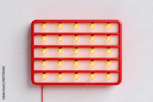 Abstract Red Light Installation on White Wall