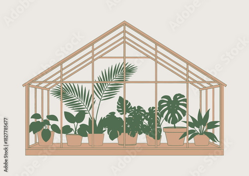 A beautifully designed greenhouse brimming with various plants, showcasing nature's beauty and diversity, making it an ideal setting for gardening enthusiasts and plant lovers.