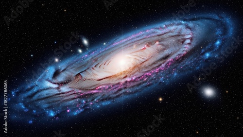 Vast Cosmic Spiral Galaxy Shines Brightly in Deep Space with Star Clusters