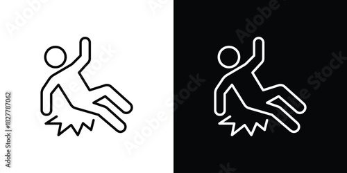 Accident icons set with editable black and white stroke line style for ui designs