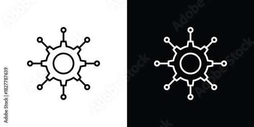 Algorithm icons set with editable black and white stroke line style for ui designs