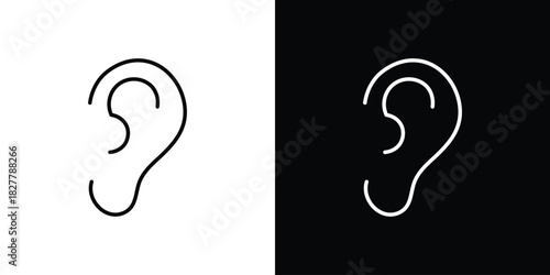 Assistive listening systems icons set with editable black and white stroke line style for ui designs