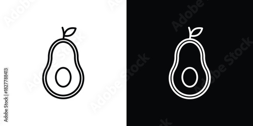 Avocado icons set with editable black and white stroke line style for ui designs