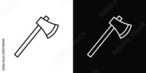 Axe icons set with editable black and white stroke line style for ui designs