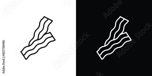 Bacon icons set with editable black and white stroke line style for ui designs