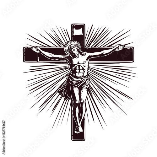 Art of Jesus on a cross illustration