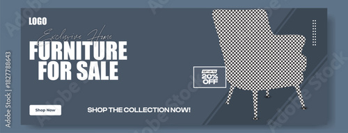 Stylish upholstered armchair for sale with discount offer on a dark blue background perfect for home decor and furniture advertising