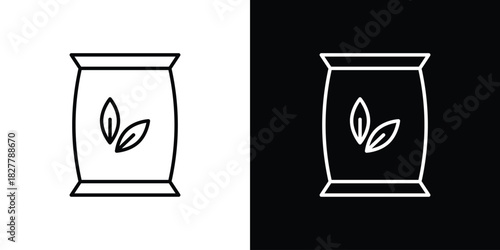 Bag seedling icons set with editable black and white stroke line style for ui designs